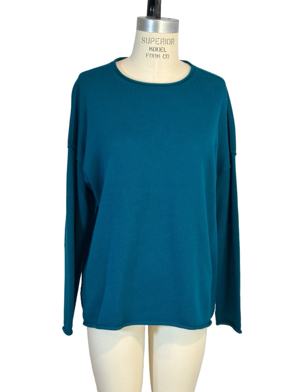 Eileen Fisher Super Soft Drop Shoulder Sweater - Teal Green Blue - Size SMALL